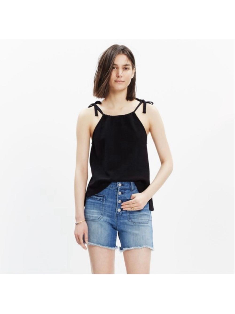 Madewell Tempo Tie Shoulder Halter Tank Top Size S